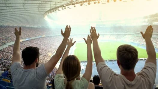 Fodboldfans på stadion for at følge deres landhold