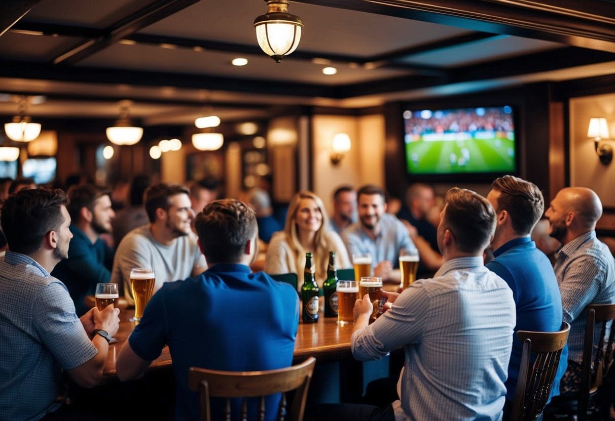 Mennesker der ser fodbold på pub